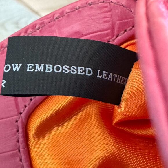 Y2K MAXX New York Pink Croc Embossed Leather Silver Hardware Clutch Bag - Picture 17 of 17